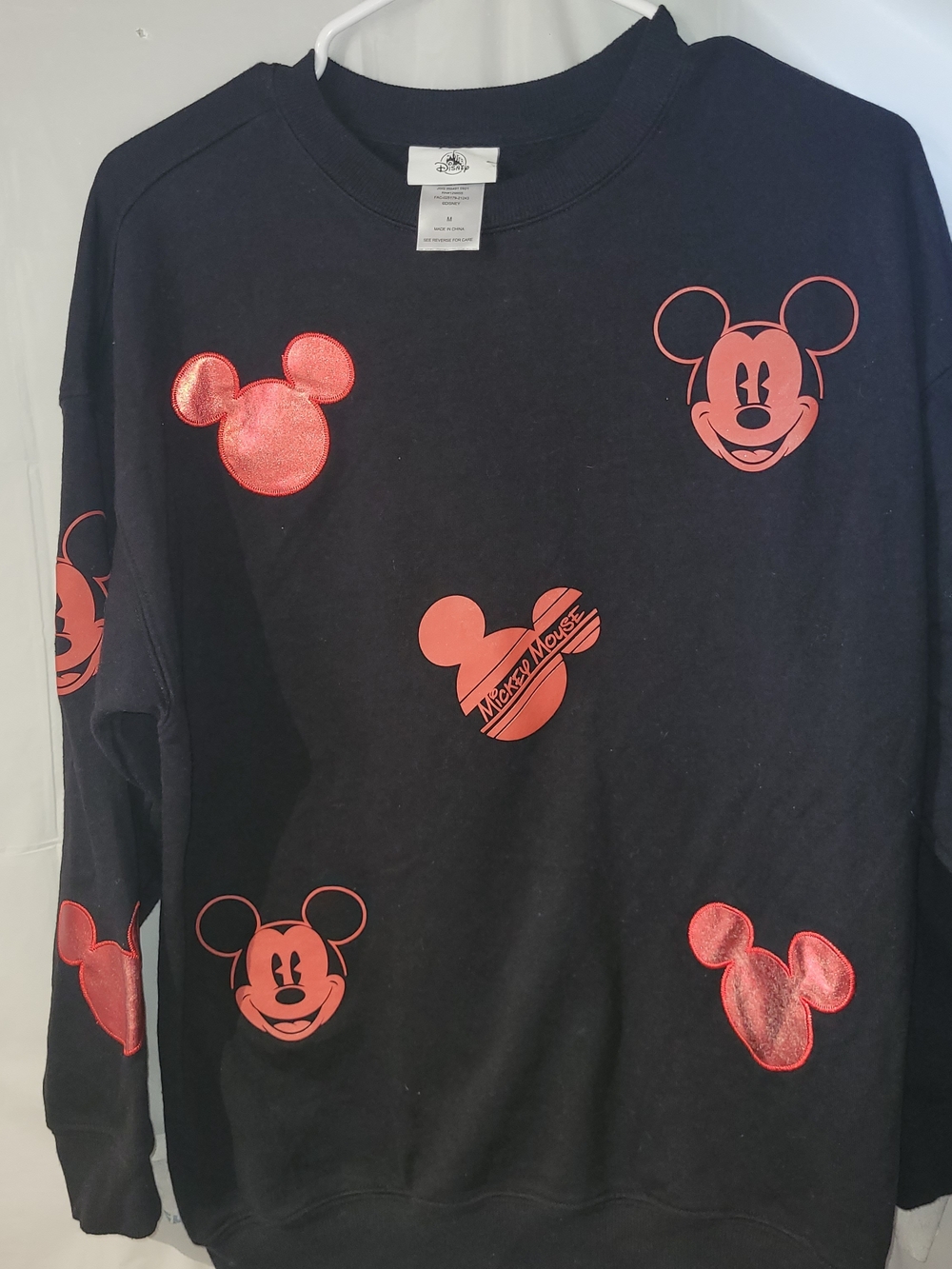 Disney Mickey Mouse Black Adult Sweatshirt with Red Accents